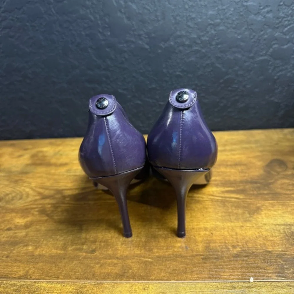 Michael Kors‎ Flex Purple Leather Round Toe Stiletto Pumps Womens Size 6.5M
